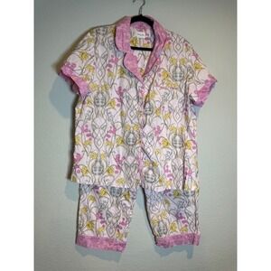 BedHead PJs Bella Blooms Floral Poplin Organic Cotton Pajama Set Crop sz XL